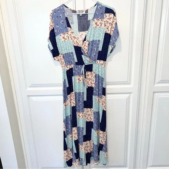 Hayden Los Angeles Patchwork Floral Boho Maxi Dress Prairie Cottagecore S - Picture 2 of 9
